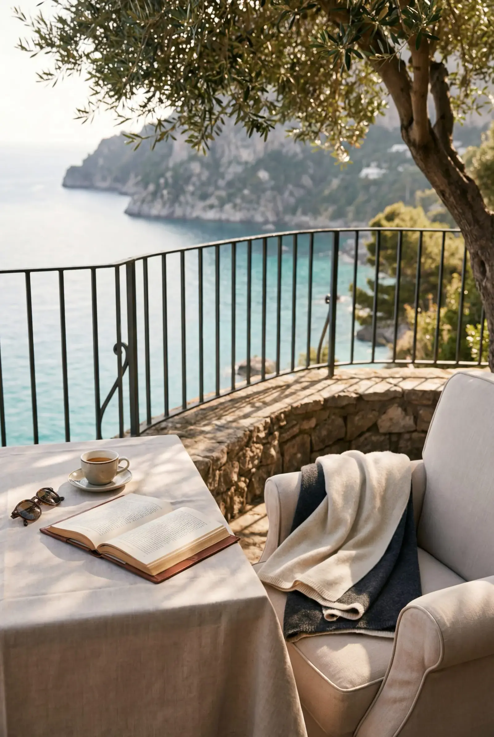 A clifftop terrace on Capri above the sea