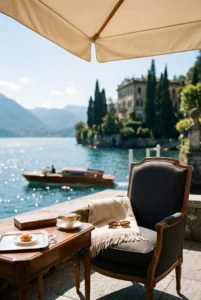 A Mediterranean seaside terrace in summer