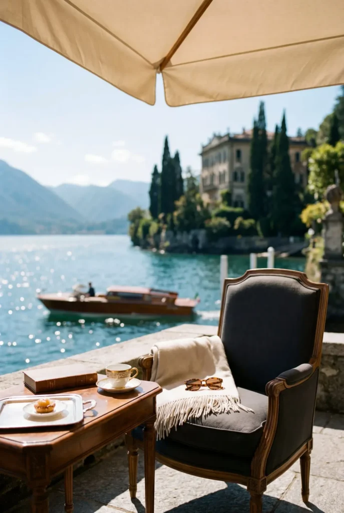 A Mediterranean seaside terrace in summer