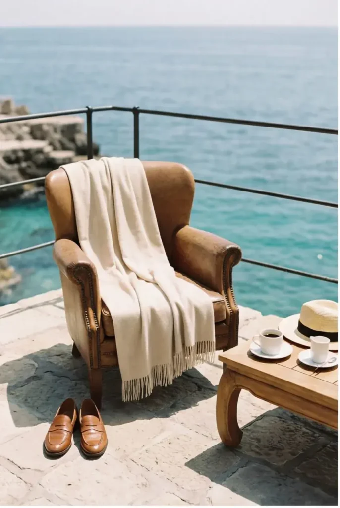 A terrace armchair with a view over Positano