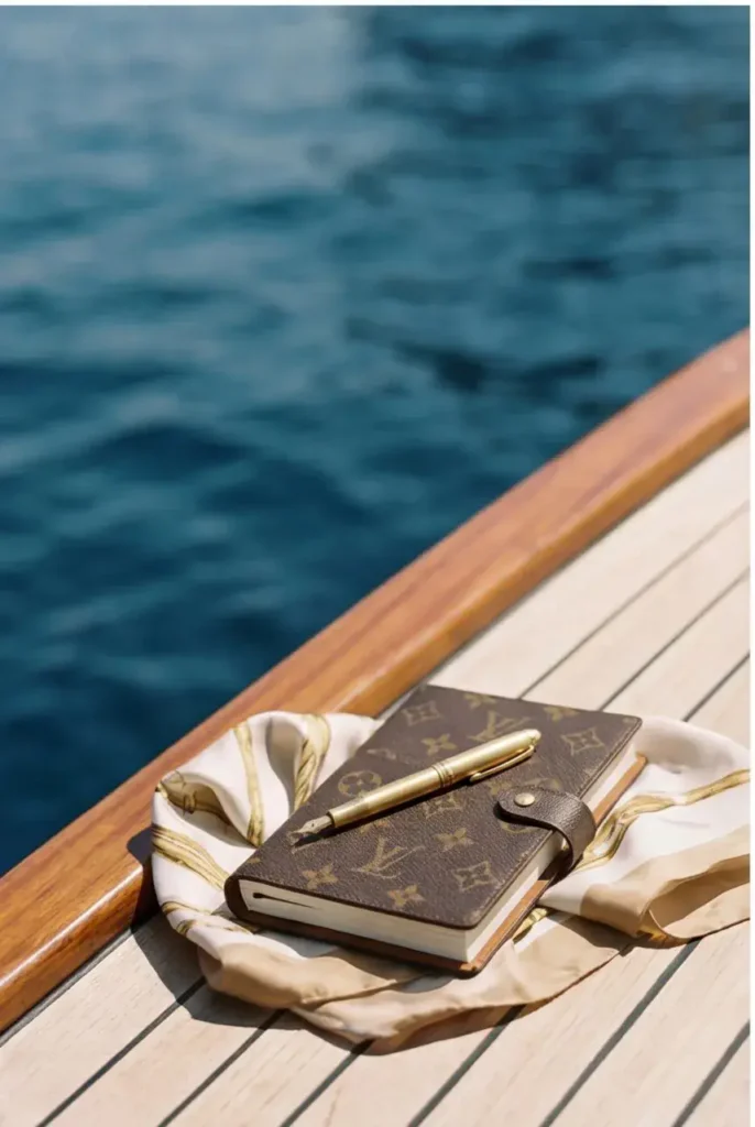 The teak deck of a private charter at anchor