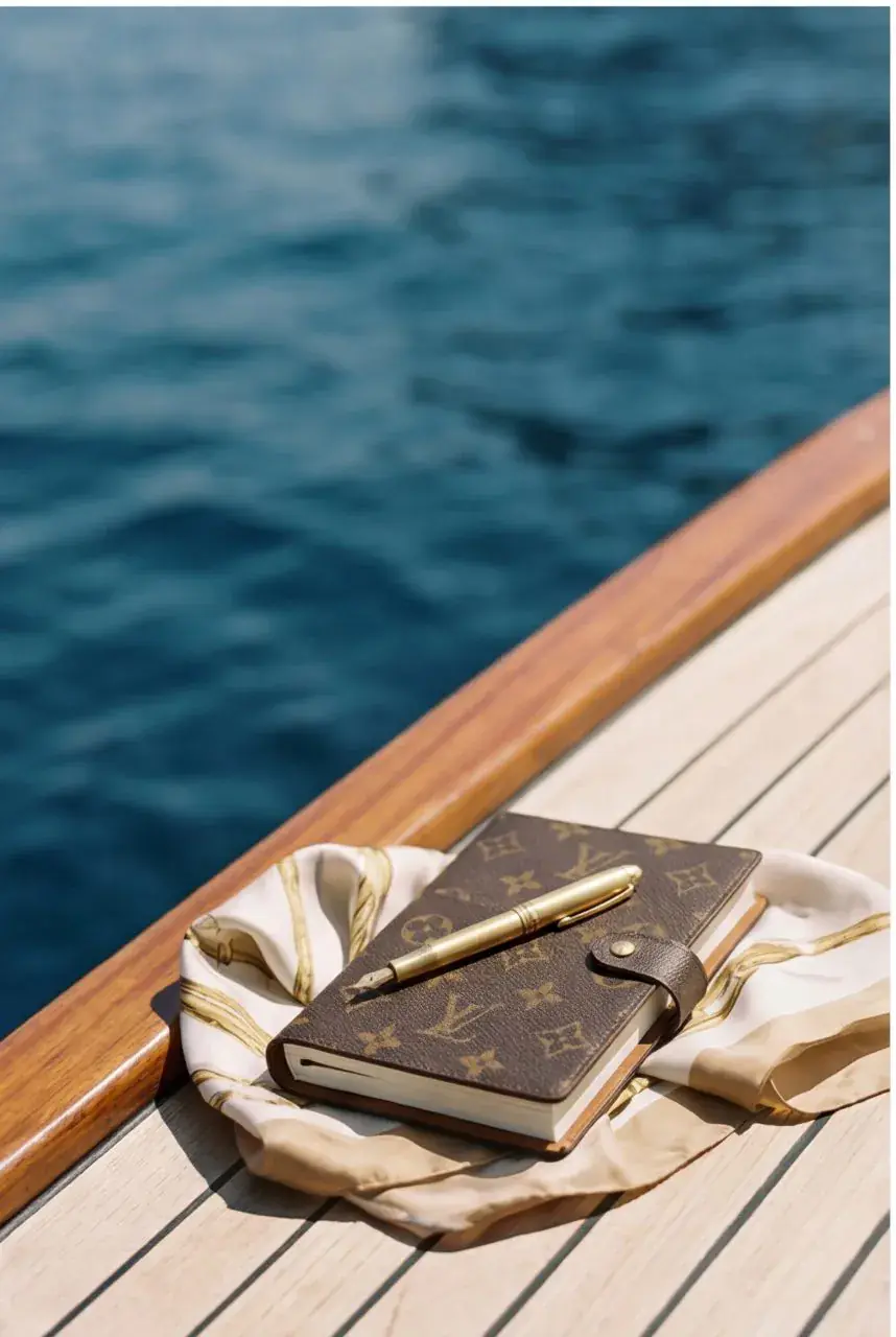 The teak deck of a private charter at anchor